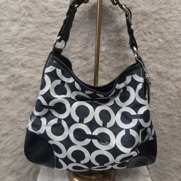 Coach 14512 Signature Peyton OP Art Black Shoulder Bag Handbag Purse - Picture 3 of 11